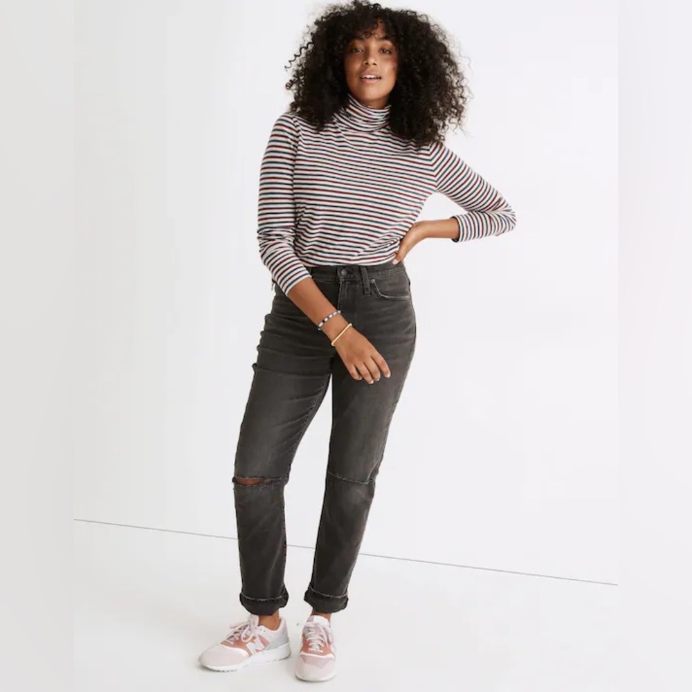The High-Rise Slim Boyjean in Caton Wash: Ripped-Knee Edition
 Women's Jeans
